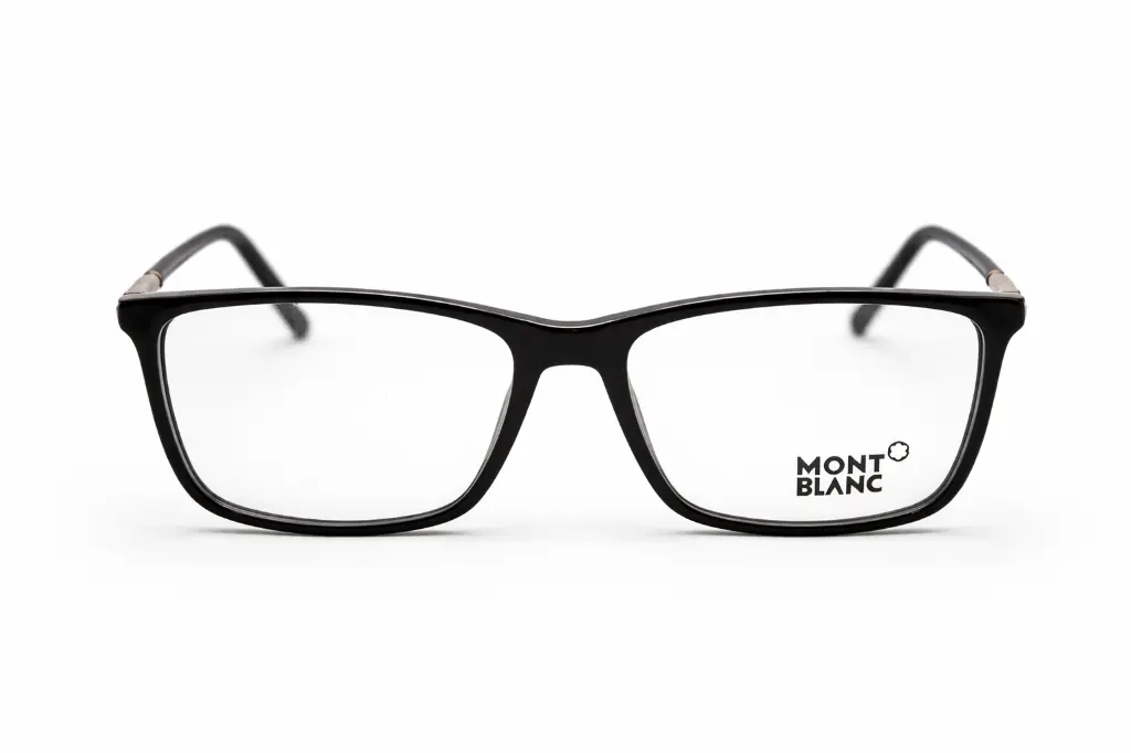 Lunette de vue homme noire Mont Blanc – vue de face _ opticien Dakar.webp
