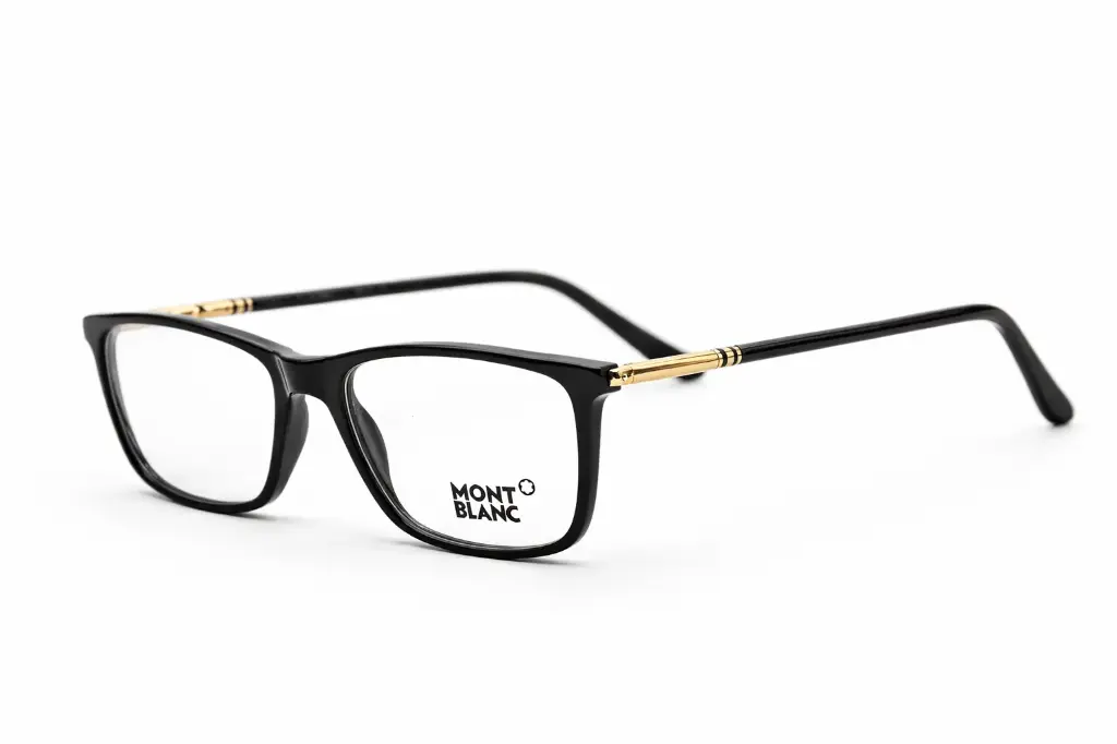 Monture rectangulaire noire Mont Blanc – élégance masculine _ Luxe Optique VDN.webp